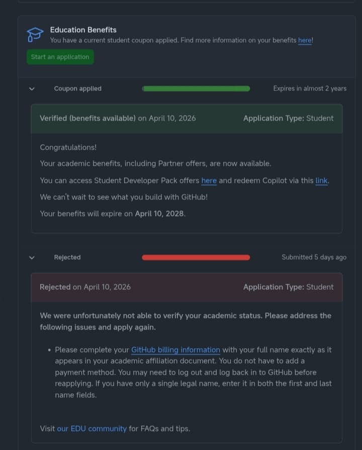 GitHub Student Developer Pack approval confirmation