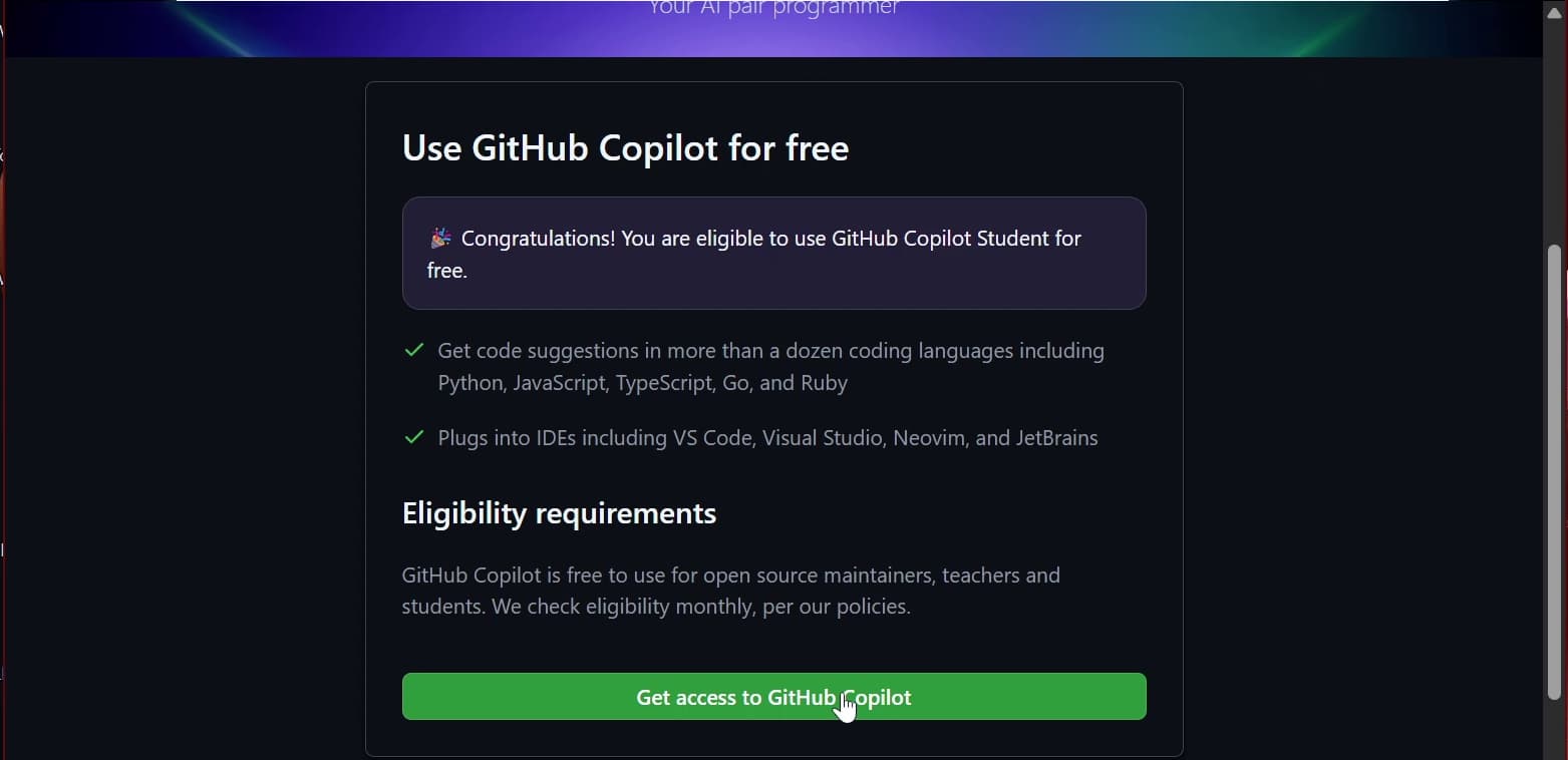GitHub Copilot activated and working